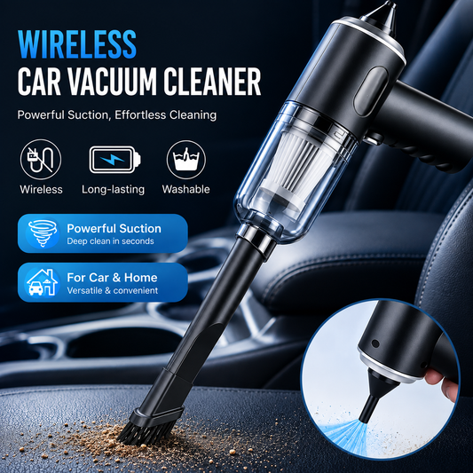 Portable Wireless Car Vacuum Cleaner – Powerful Suction Handheld Vacuum for Car & Home